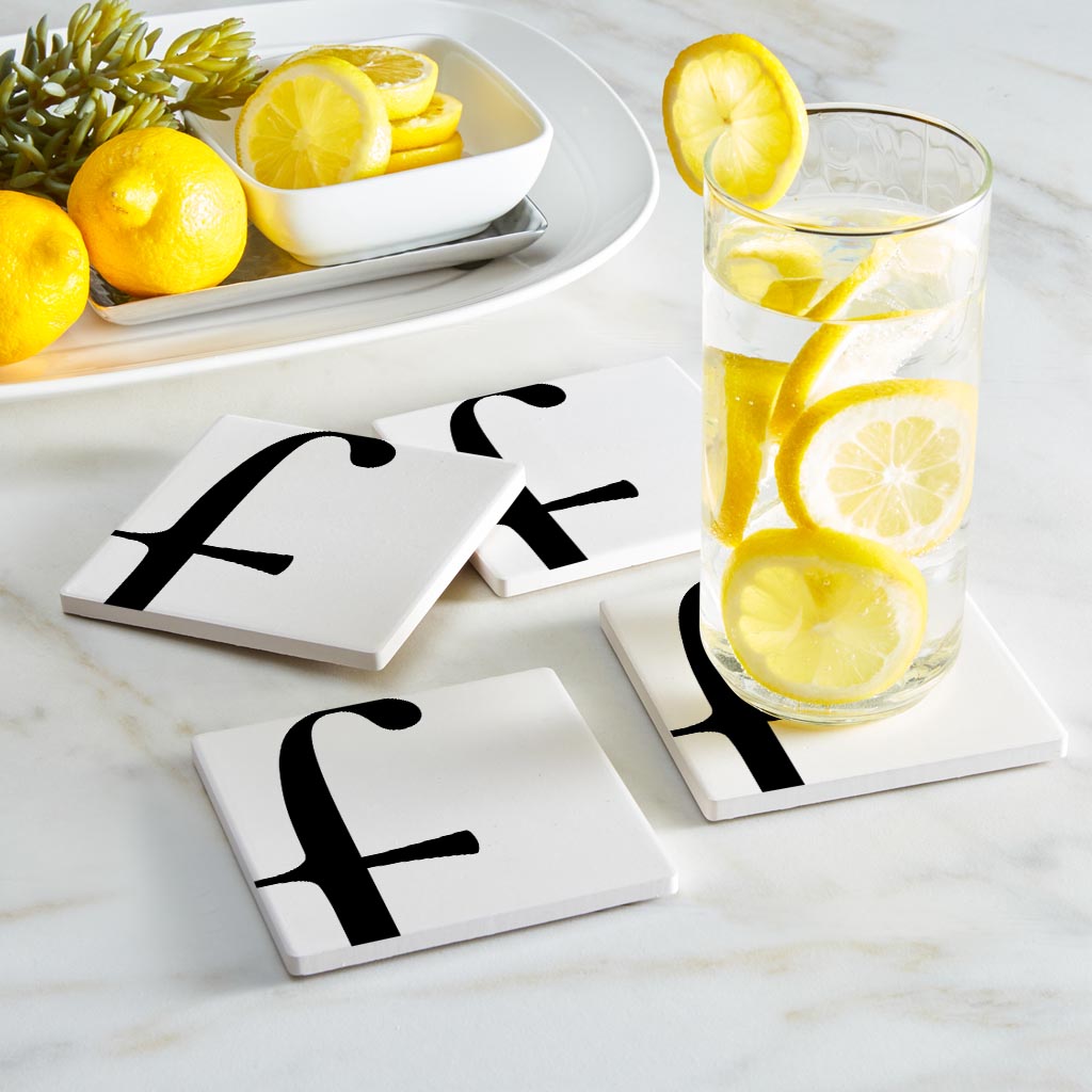 Minimal Monogram F | Absorbent Coasters | Set of 4 | Min 2