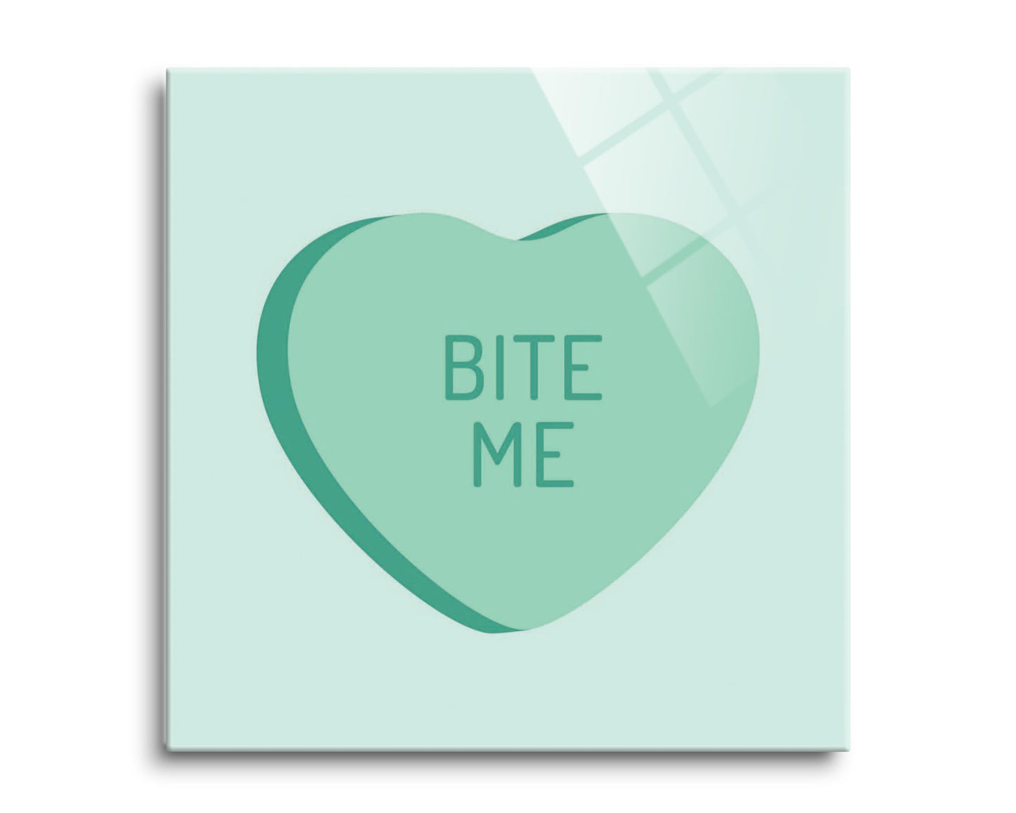 Funny Message Hearts Bite Me| Hi-Def Glass Art | Eaches | Min 2