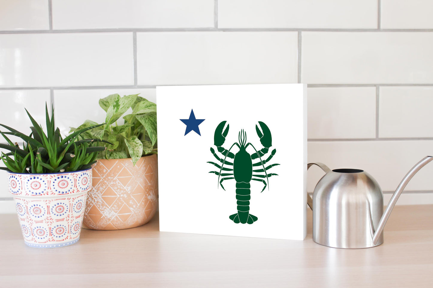 New England Star And Lobster | Wood Block | Eaches | Min 2