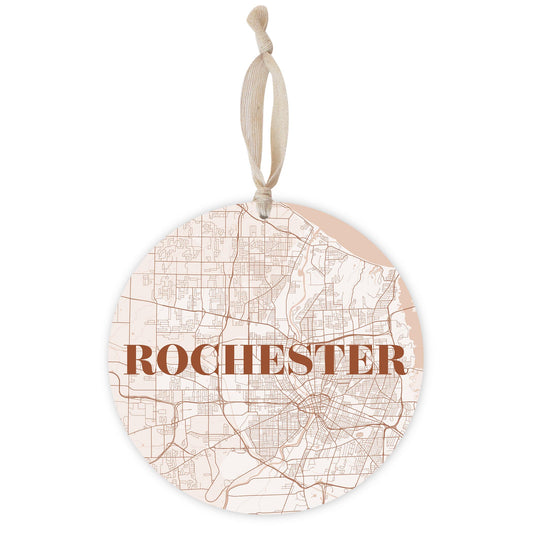 Modern Minimalist New York Rochester Map | Wood Ornament | Eaches | Min 1