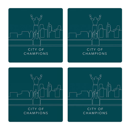 Modern Minimalist Pennsylvania Rocky Statue | Absorbent Coasters | Set of 4 | Min 2