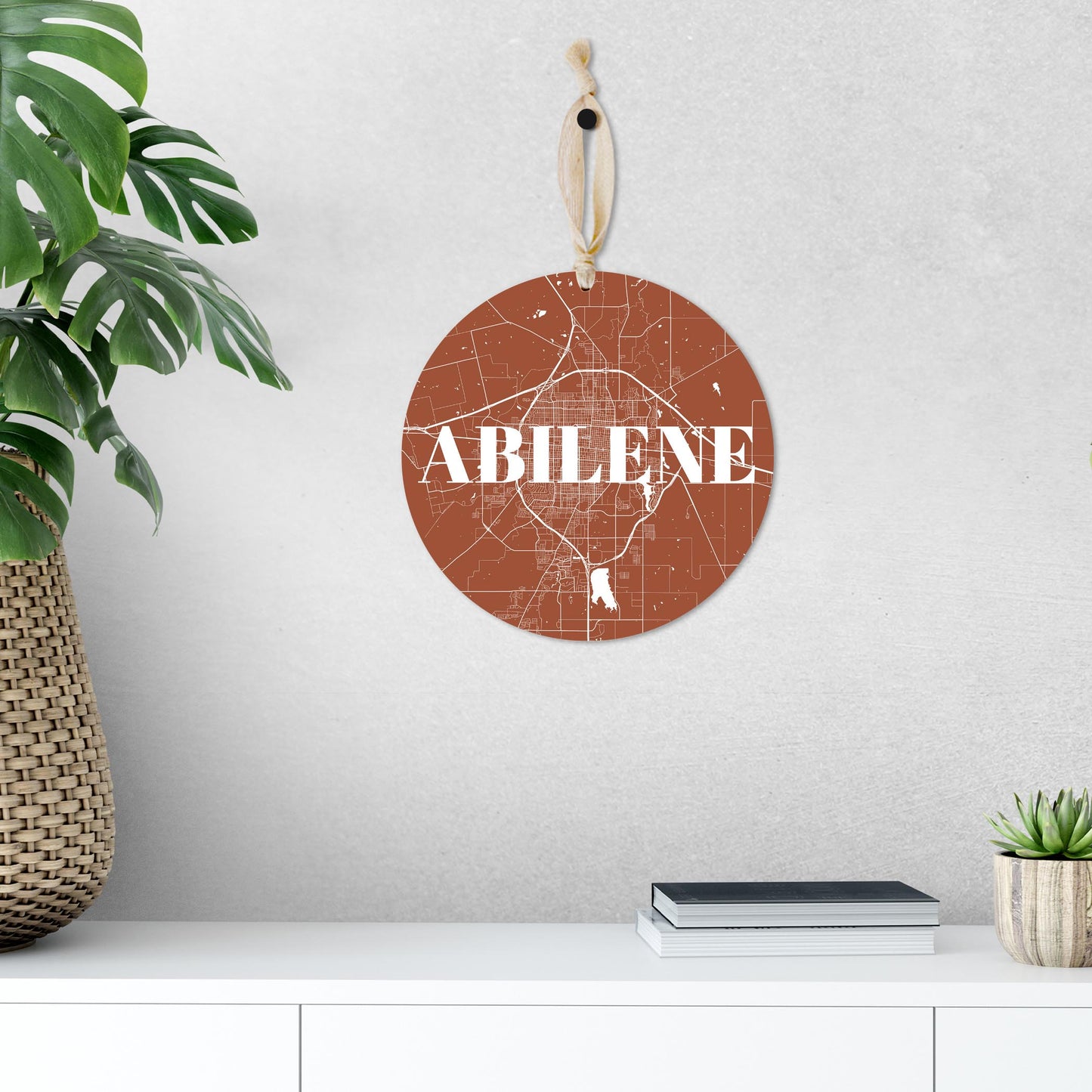 Modern Minimalist Texas Abilene Map | Wood Ornament | Eaches | Min 1