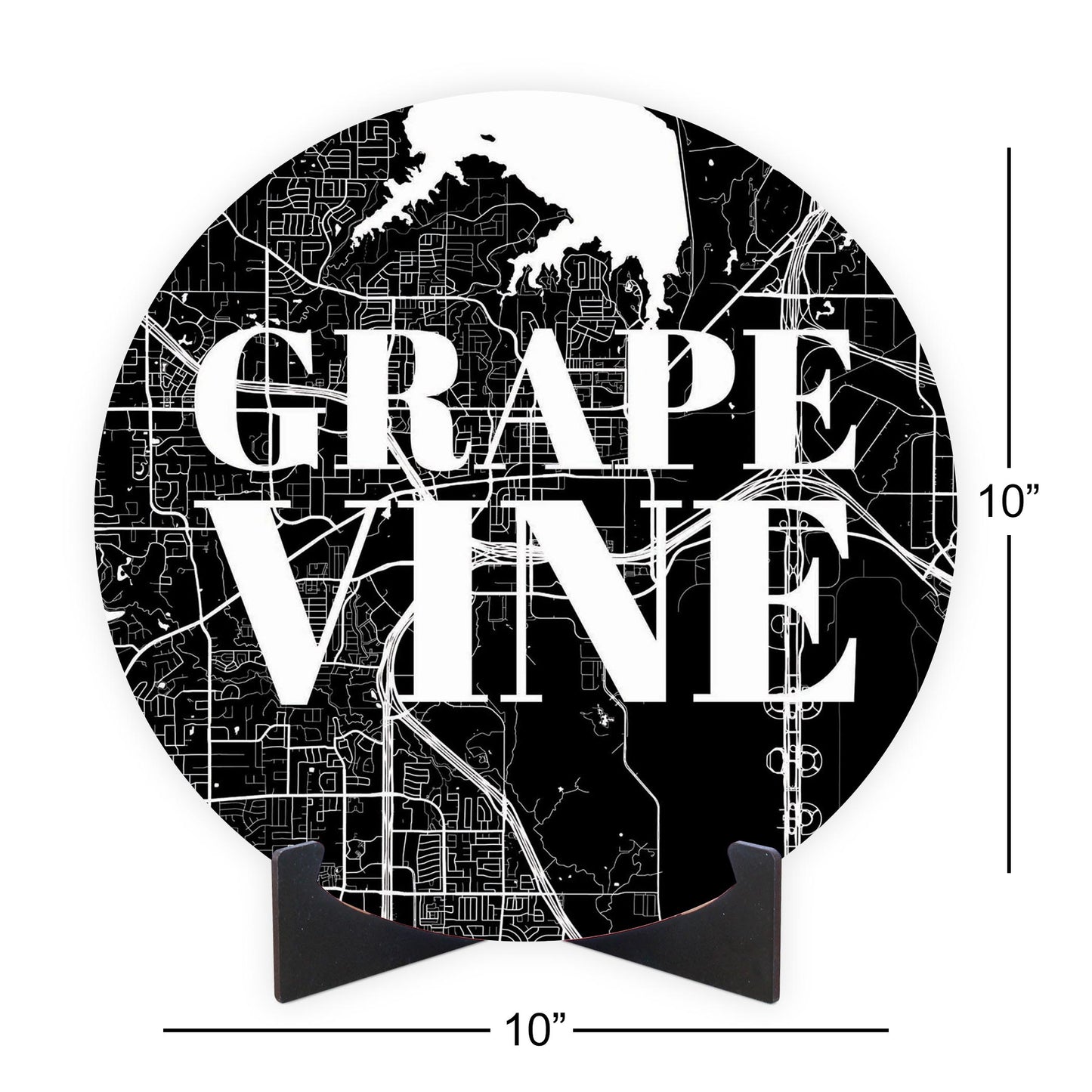 Minimalistic B&W Texas Grapevine Map | Wood Sign | Eaches | Min 1