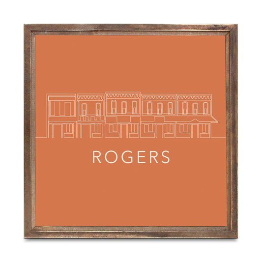 Modern Minimalist Arkansas Rogers Skyline | Wood Sign | Eaches | Min 1