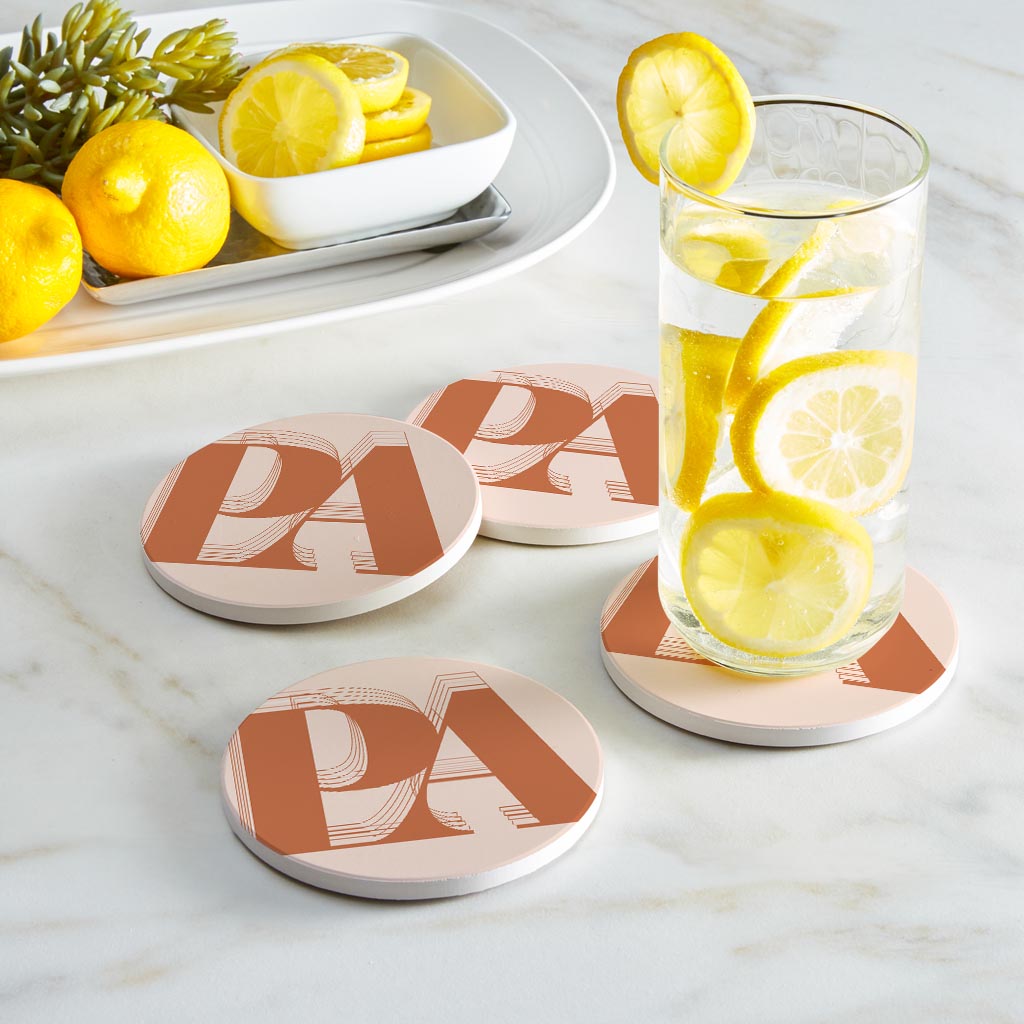 Modern Minimalist Pennsylvania Pa Initials Dark | Absorbent Coasters | Set of 4 | Min 2