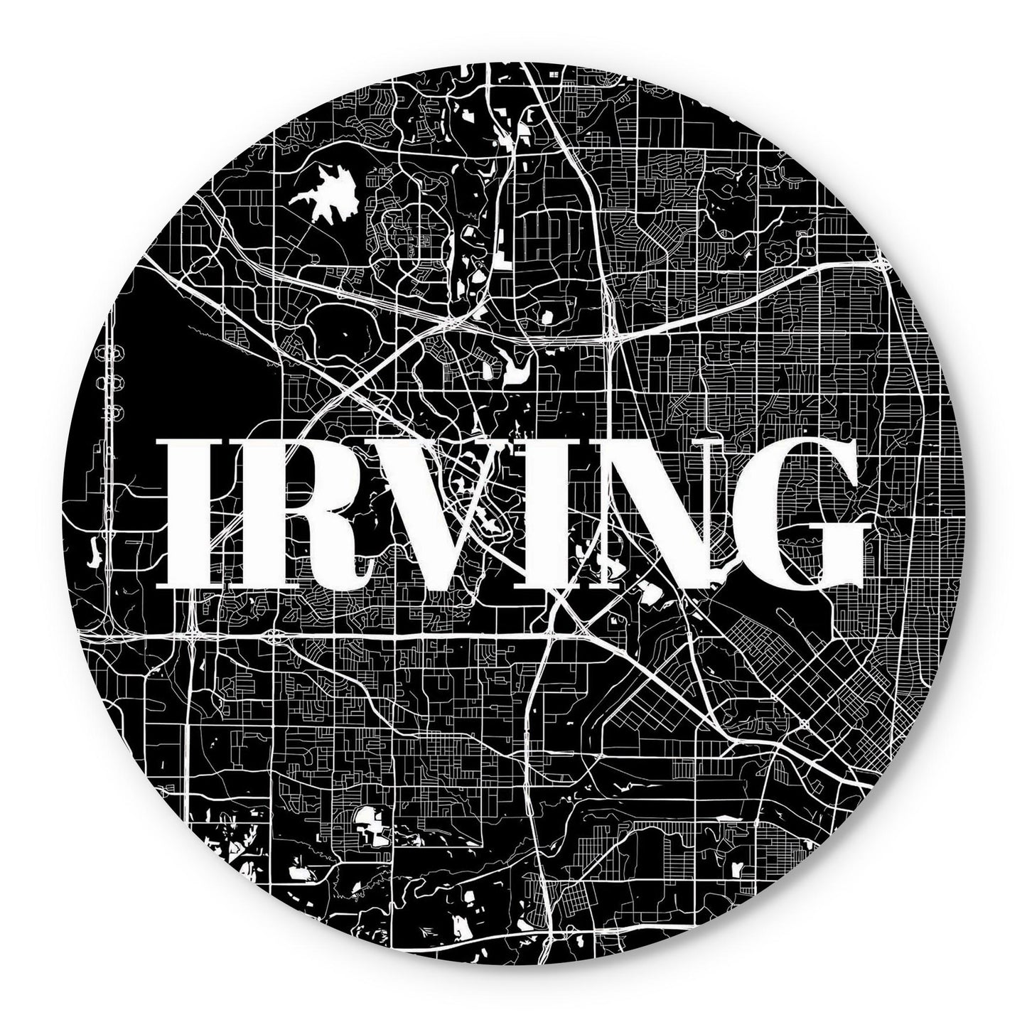 Minimalistic B&W Texas Irving Map | Wood Sign | Eaches | Min 1