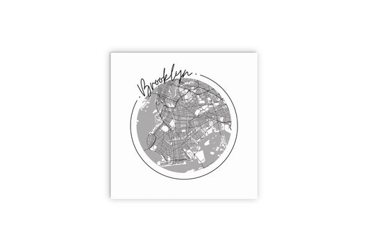 Minimalistic B&W New York Brooklyn Circle Map | Wood Sign | Eaches | Min 2