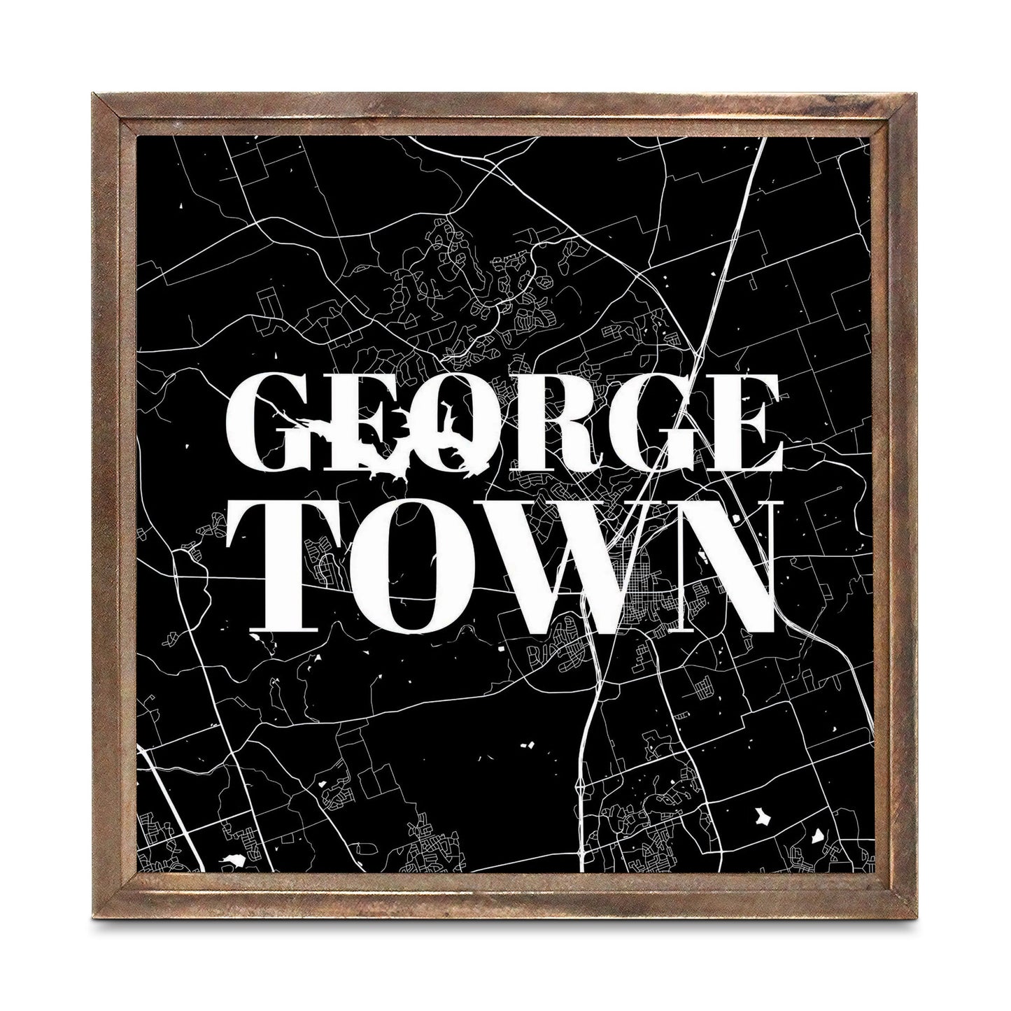 Minimalistic B&W Texas Georgetown Map | Wood Sign | Eaches | Min 1