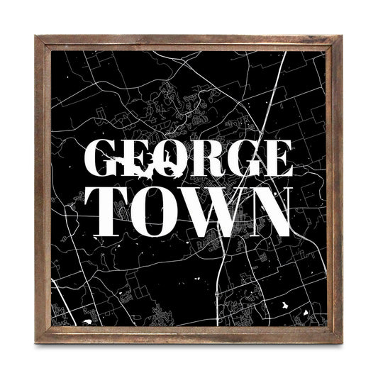 Minimalistic B&W Texas Georgetown Map | Wood Sign | Eaches | Min 1