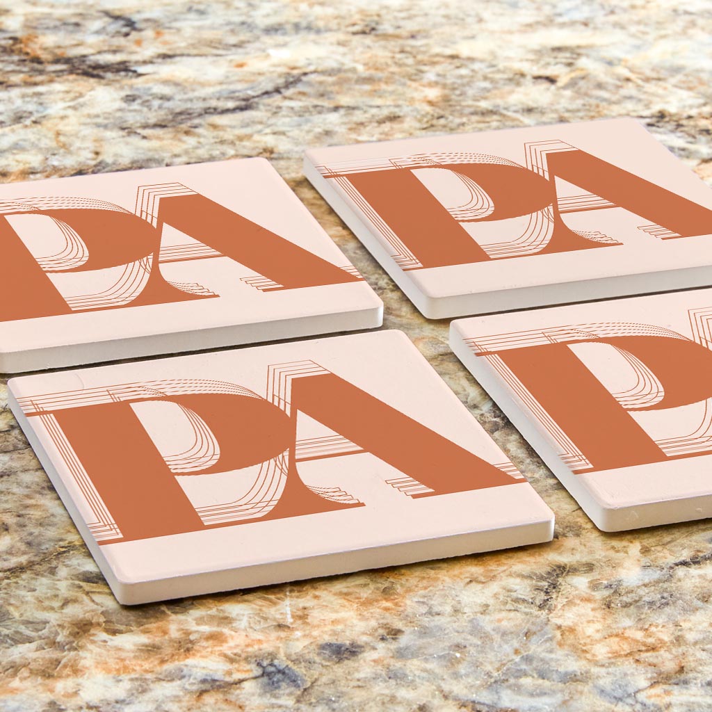 Modern Minimalist Pennsylvania Pa Initials Dark | Absorbent Coasters | Set of 4 | Min 2