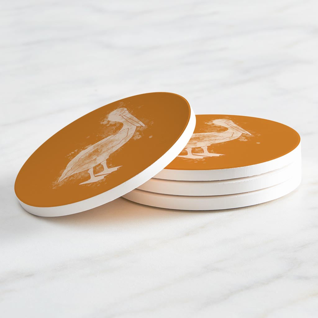 Modern Minimalist Louisiana Pelican Water Color | Absorbent Coasters | Set of 4 | Min 2