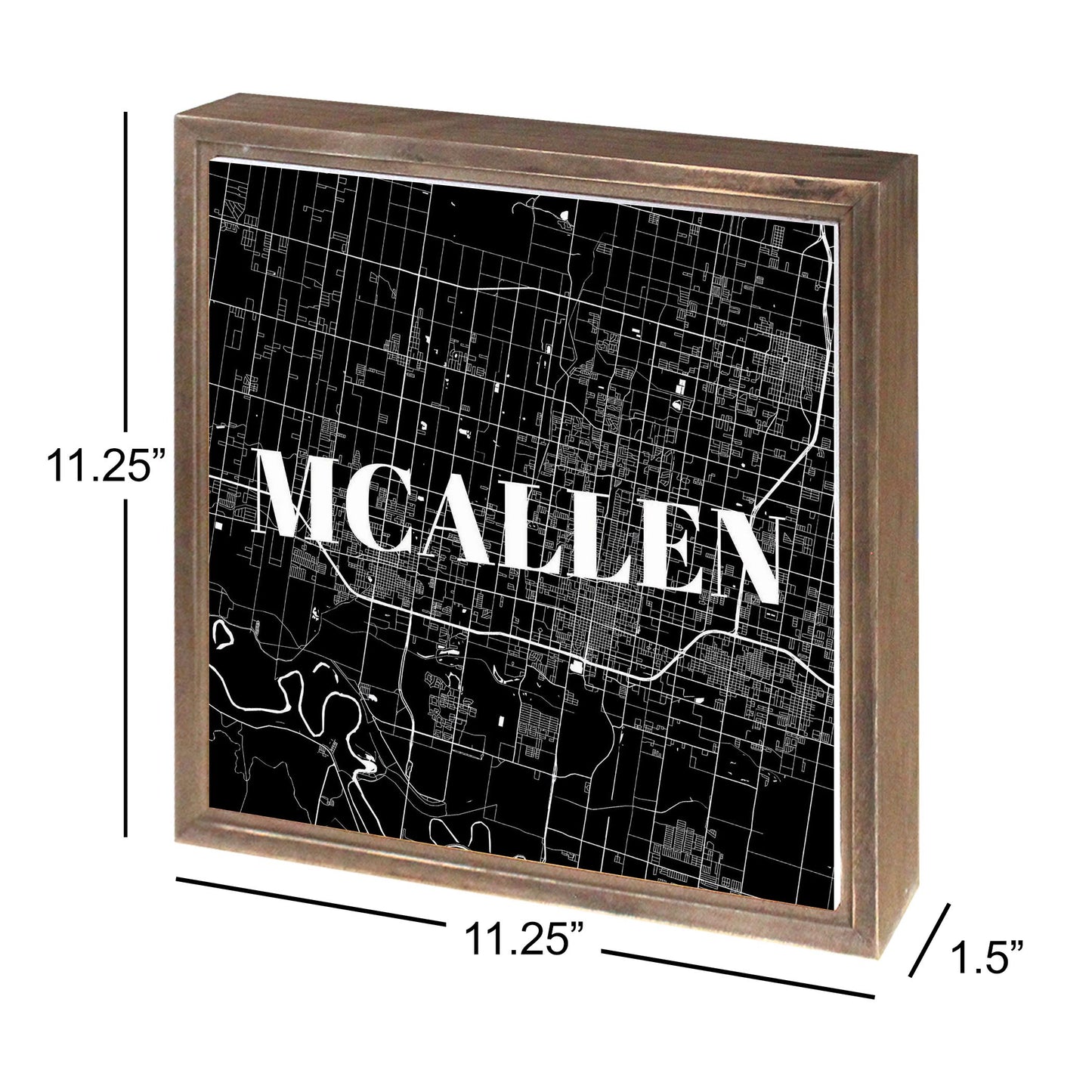 Minimalistic B&W Texas Mcallen Map | Wood Sign | Eaches | Min 1