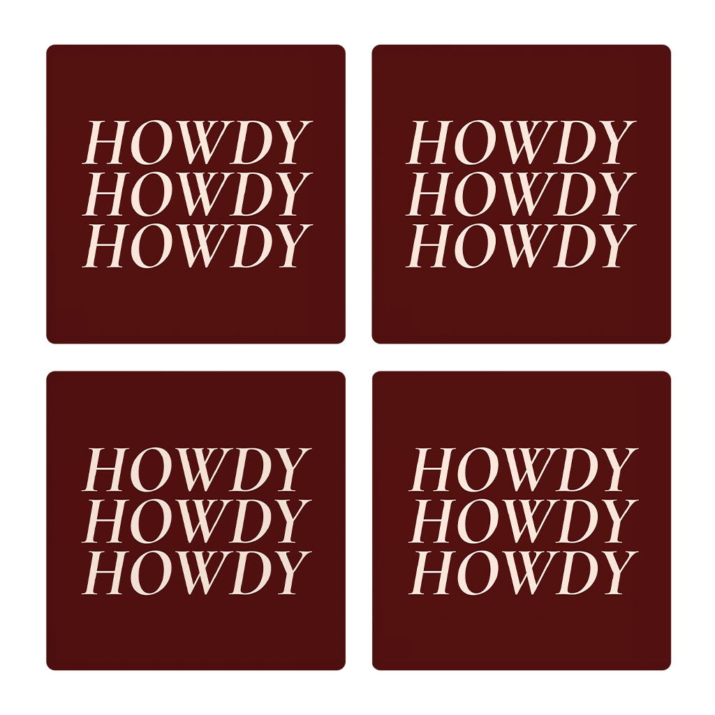 Modern Minimalist Texas Maroon Howdy | Absorbent Coasters | Set of 4 | Min 2