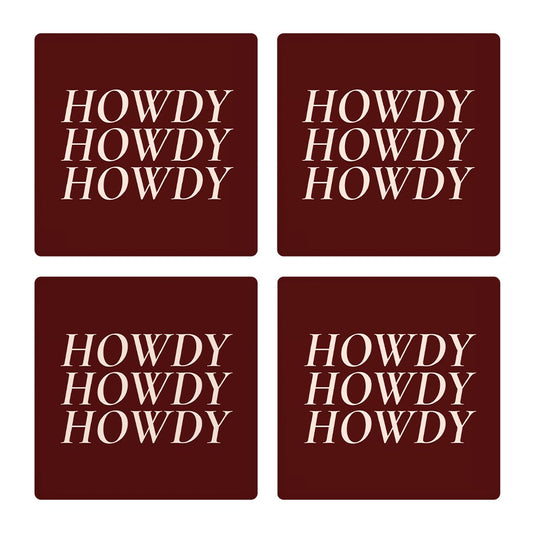 Modern Minimalist Texas Maroon Howdy | Absorbent Coasters | Set of 4 | Min 2