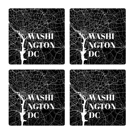 Minimalistic B&W Washington Dc Map| Absorbent Coasters | Set of 4 | Min 2