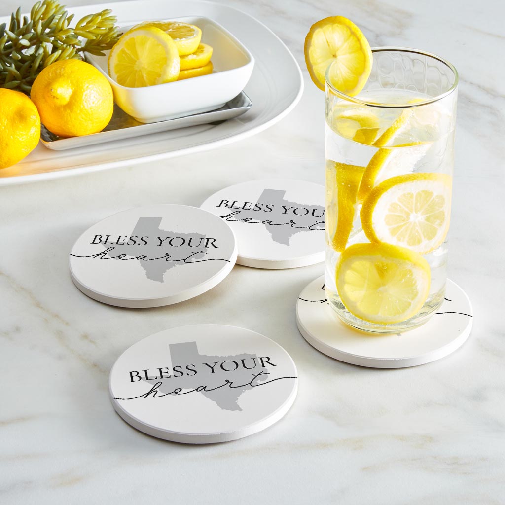 Minimalistic B&W Texas Bless Your Heart | Absorbent Coasters | Set of 4 | Min 2