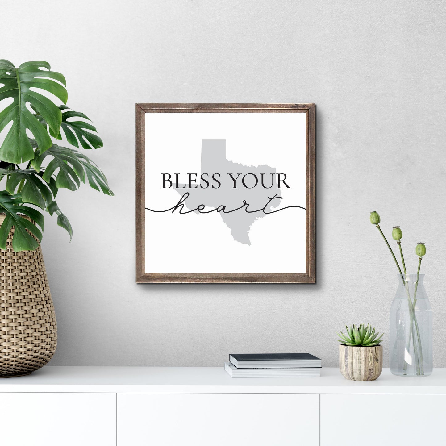 Minimalistic B&W Texas Bless Your Heart | Wood Sign | Eaches | Min 1