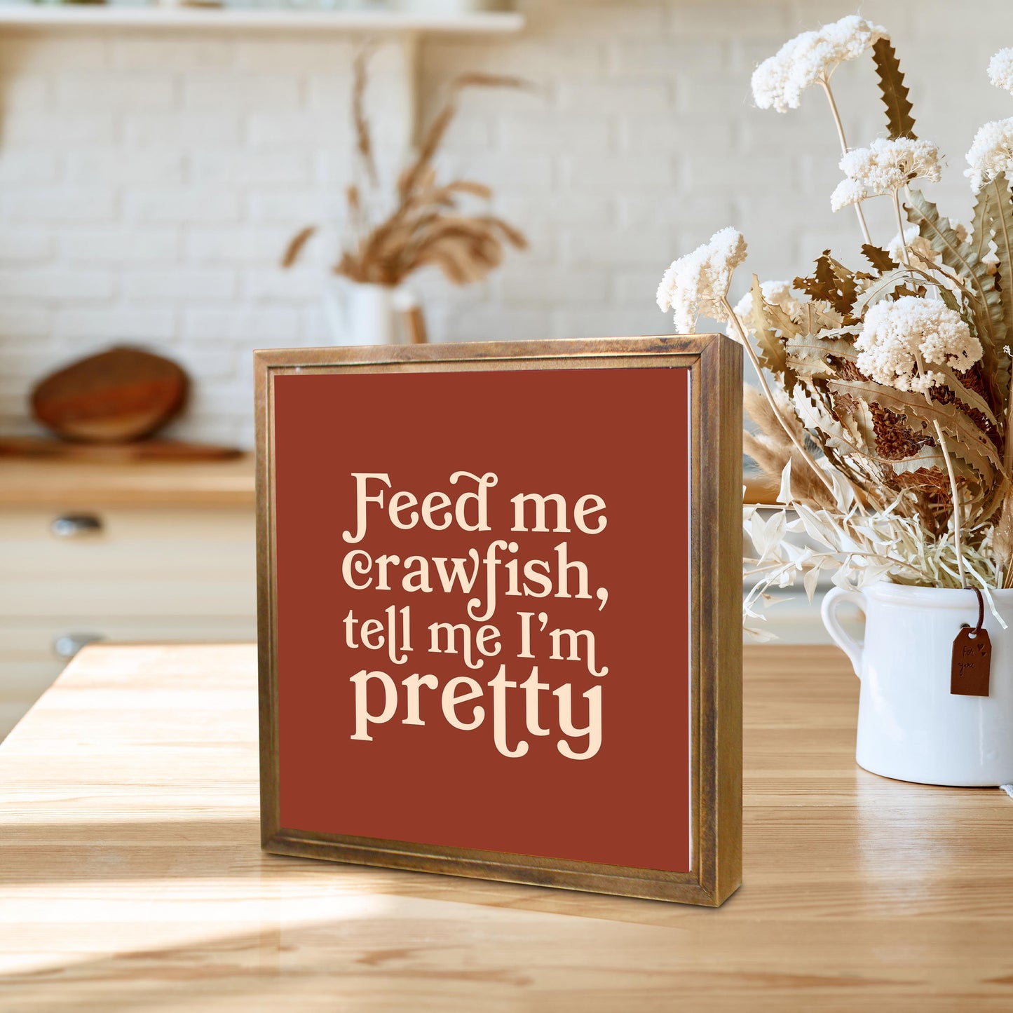 Modern Minimalist Louisiana Feed Me Crawfish | Wood Sign | Eaches | Min 1