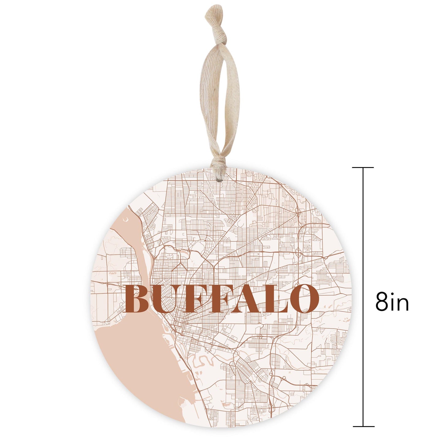 Modern Minimalist New York Buffalo Map | Wood Ornament | Eaches | Min 1