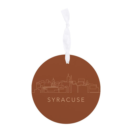 Modern Minimalist New York Syracuse Skyline| Wood Ornament | Eaches | Min 6