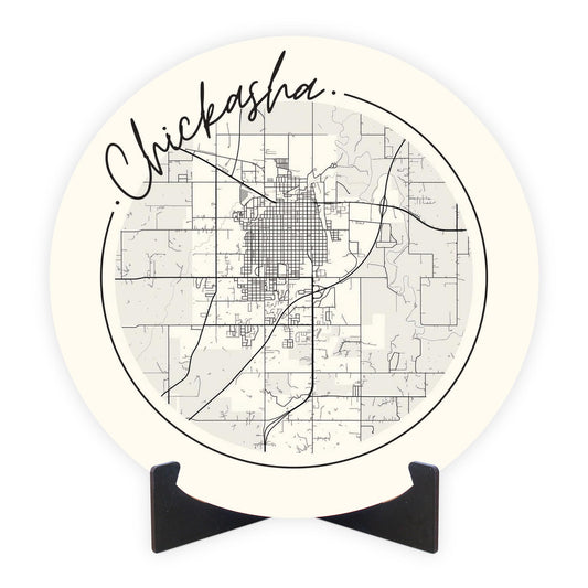 Modern Minimalist Oklahoma Chickasha Map | Wood Sign | Eaches | Min 1