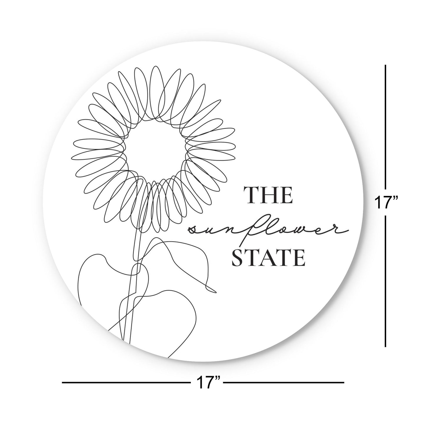 Minimalist B&W Kansas Sunflower Line Drawing | Wood Sign | Eaches | Min 1