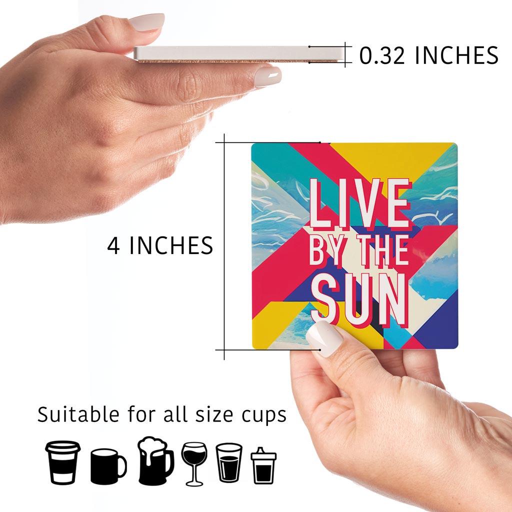 Live By The Sun | Absorbent Coasters | Set of 4 | Min 2