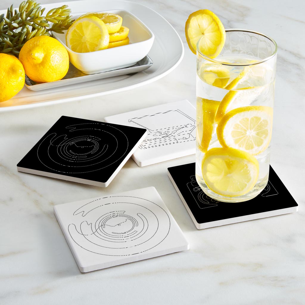 Minimalistic Music Line Drawings | Absorbent Coasters | Set of 4 | Min 2