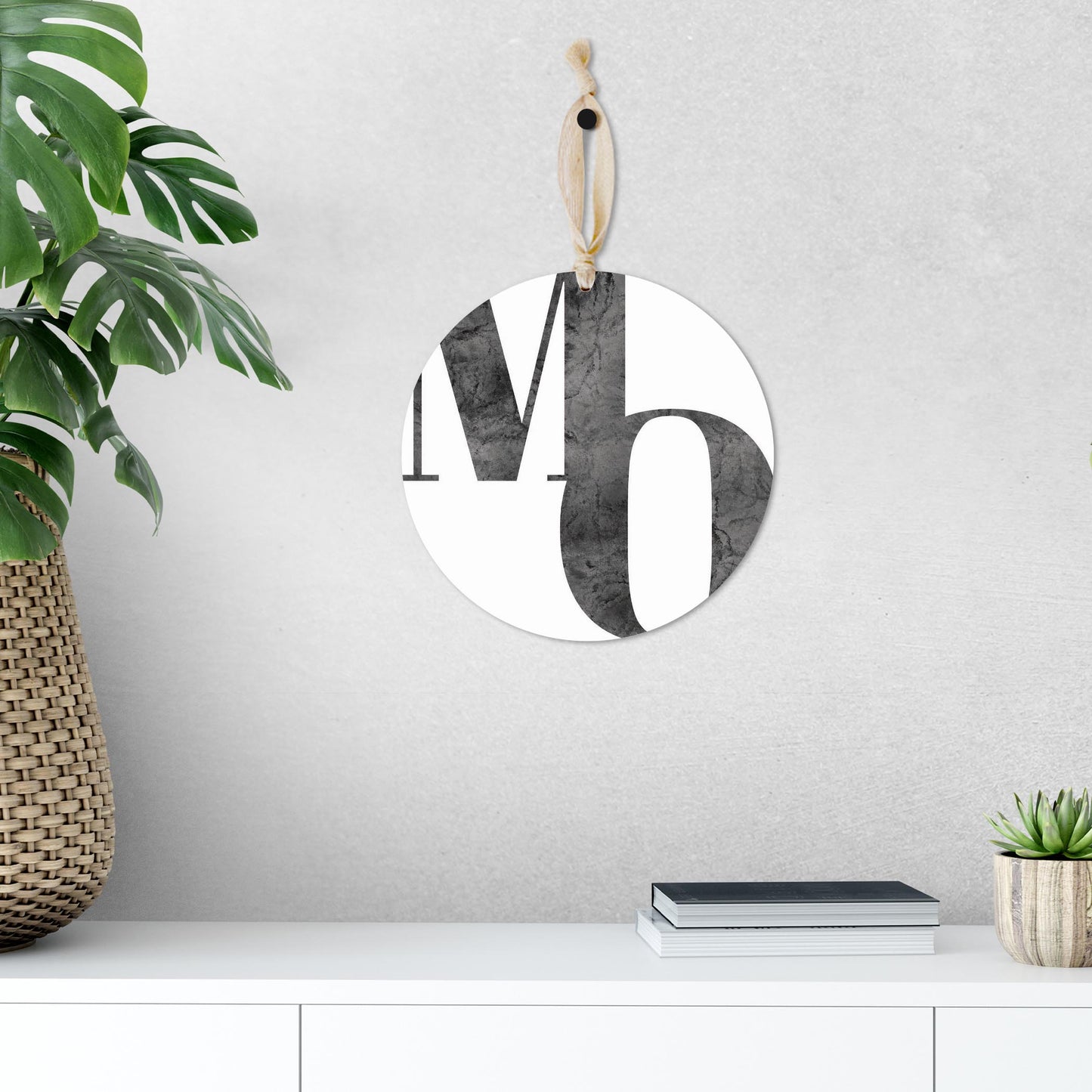 Minimalist B&W Missouri White Initials | Wood Ornament | Eaches | Min 1