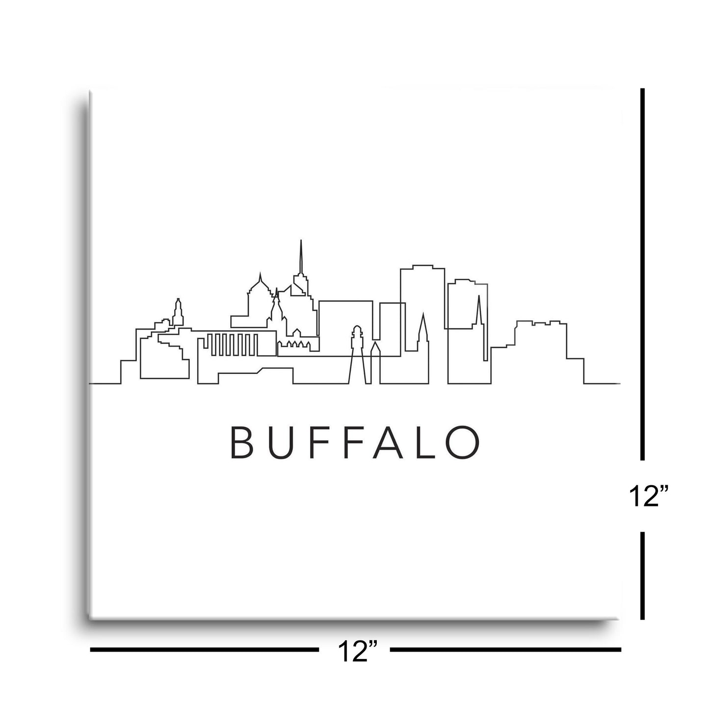 Minimalistic B&W New York Buffalo Skyline | Hi-Def Glass Art | Eaches | Min 1