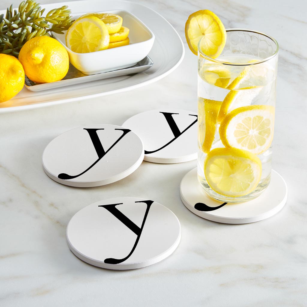 Minimalist Monogram Y Circle | Absorbent Coasters | Set of 4 | Min 2