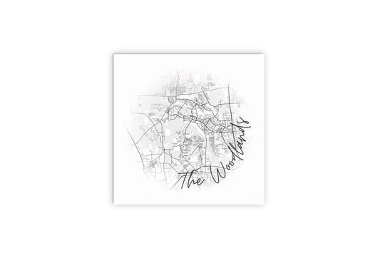 Minimalistic B&W Texas The Woodlands Circle Map | Wood Sign | Eaches | Min 2