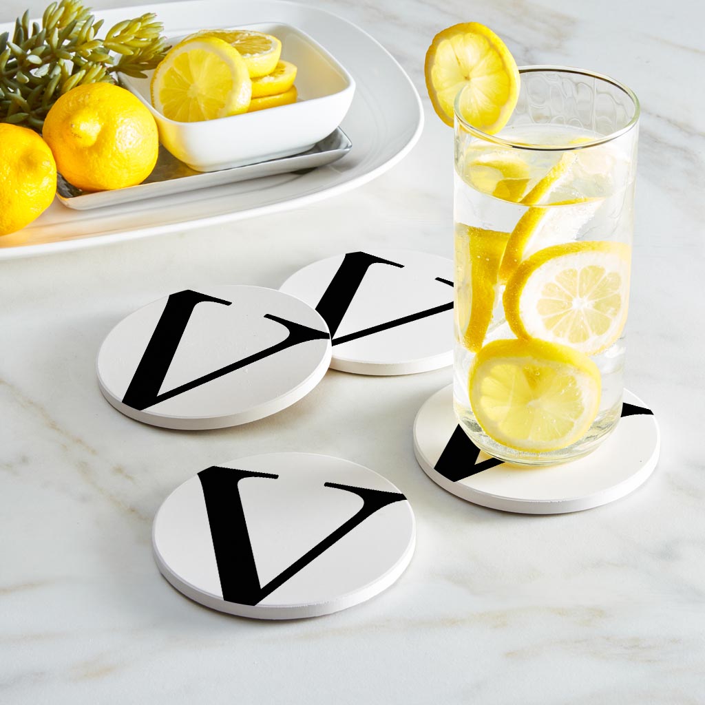 Minimalist Monogram V Circle | Absorbent Coasters | Set of 4 | Min 2