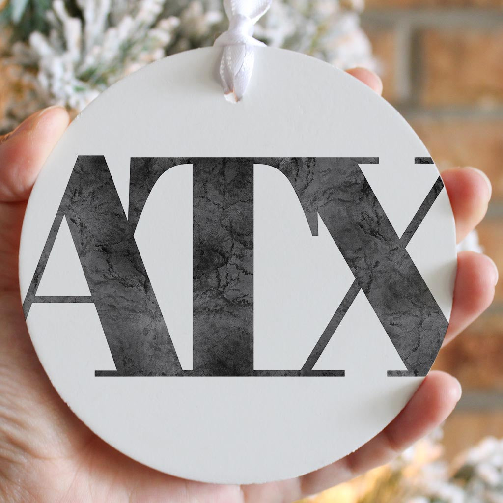 Minimalistic B&W Texas Austin White Initials | Wood Ornament | Eaches | Min 6