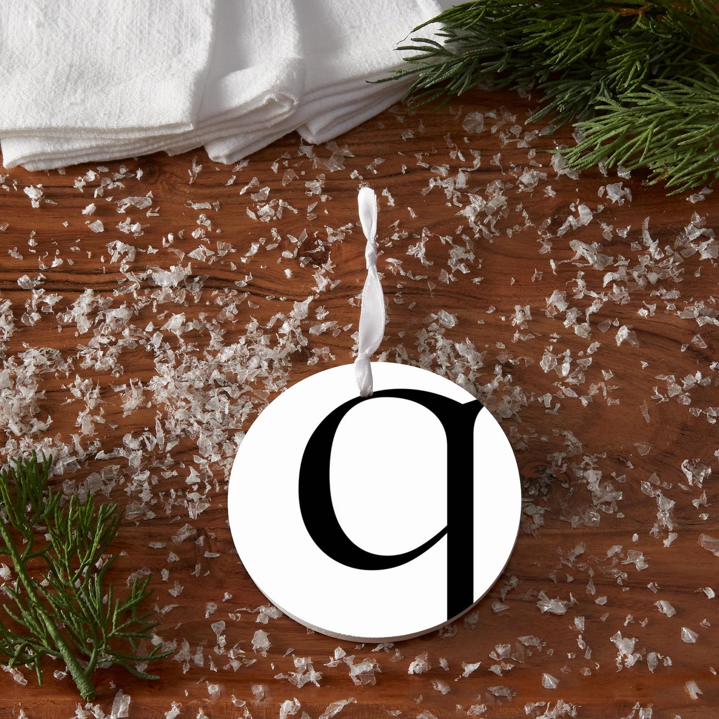 Minimalist Monogram Q Circle| Wood Ornament | Eaches | Min 6