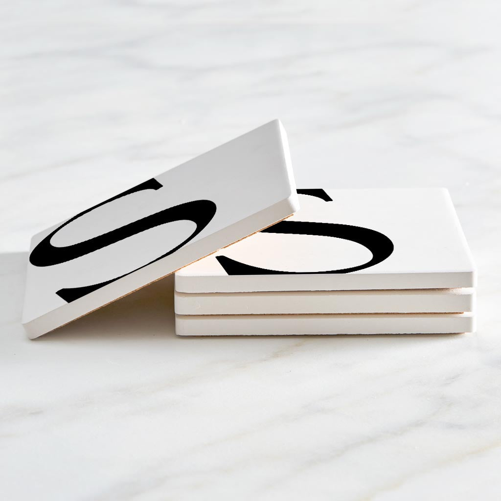 Minimal Monogram S | Absorbent Coasters | Set of 4 | Min 2