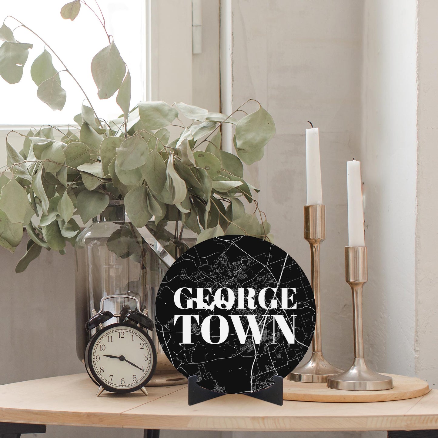 Minimalistic B&W Texas Georgetown Map | Wood Sign | Eaches | Min 1