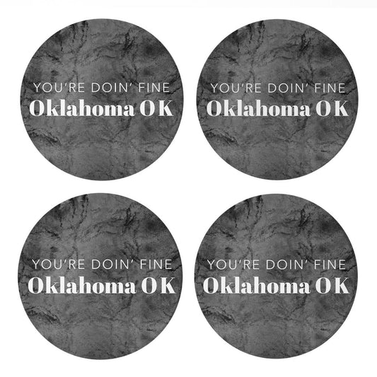 Modern Oklahoma Ok Saying| Absorbent Coasters | Set of 4 | Min 2