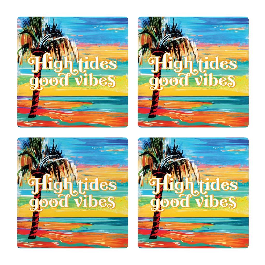 High Tides Good Vibes | Absorbent Coasters | Set of 4 | Min 2