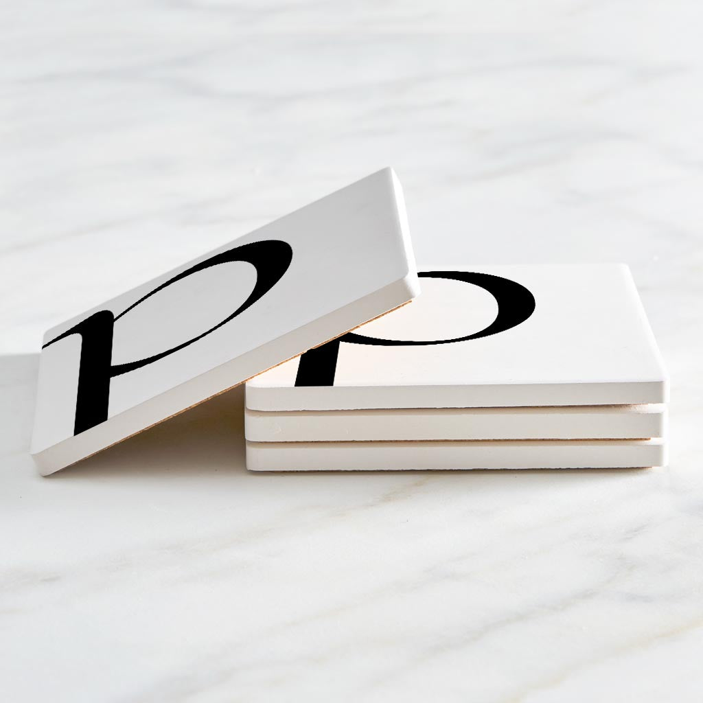 Minimal Monogram P| Absorbent Coasters | Set of 4 | Min 2