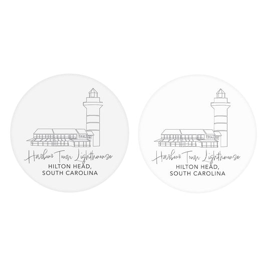 Harbour Town Lighthouse| Absorbent Car Coasters | Set of 2 | Min 4