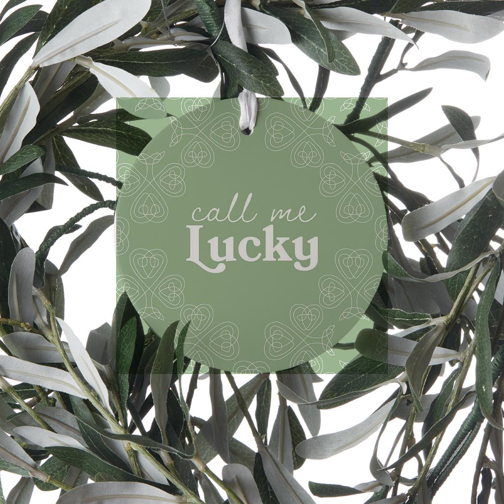 Sage Green Shamrock Call Me Lucky| Wood Ornament | Eaches | Min 6