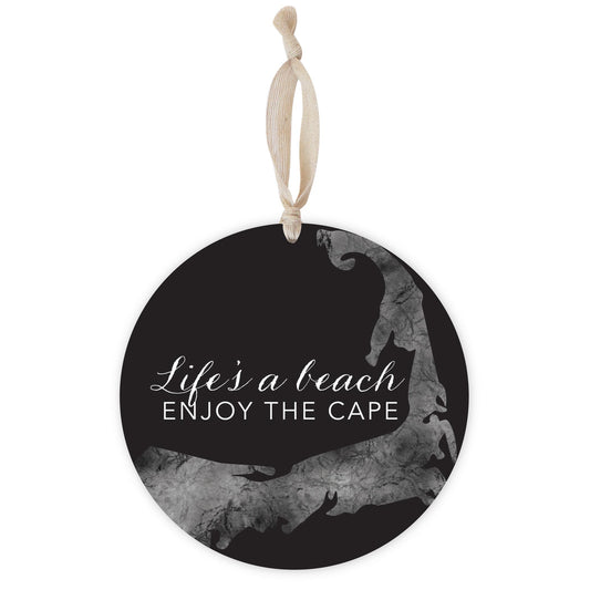 Minimalistic B&W Cape Cod Lifes A Beach | Wood Ornament | Eaches | Min 1