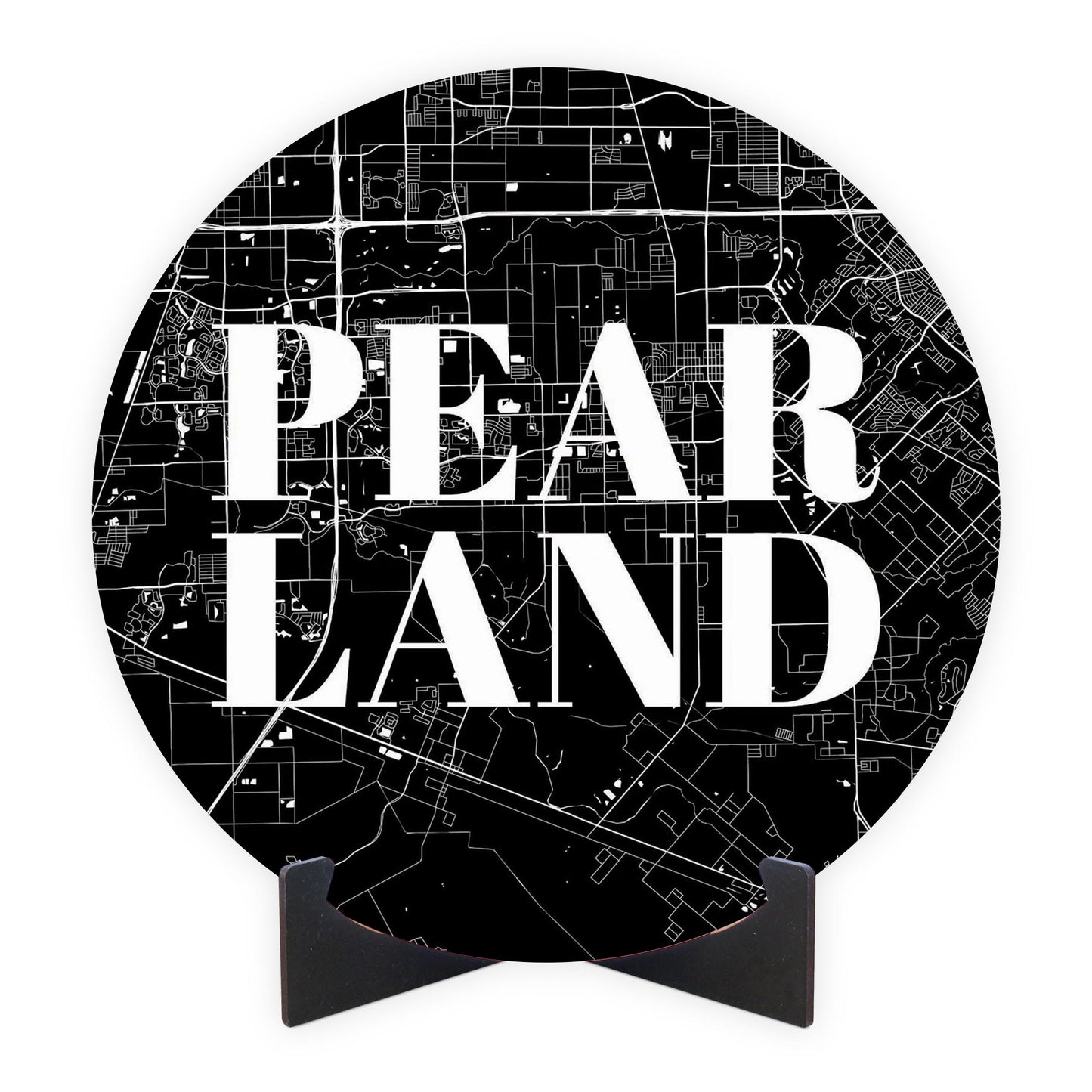 Minimalistic B&W Texas Pearland City Map | Wood Sign | Eaches | Min 1