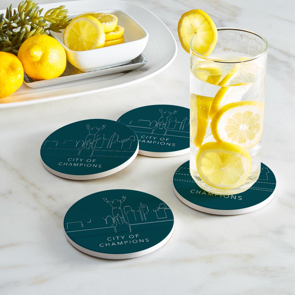 Modern Minimalist Pennsylvania Rocky Statue| Absorbent Coasters | Set of 4 | Min 2