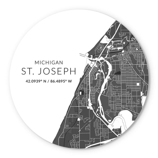 St Joseph Black And White Map| Wood Sign | Eaches | Min 1