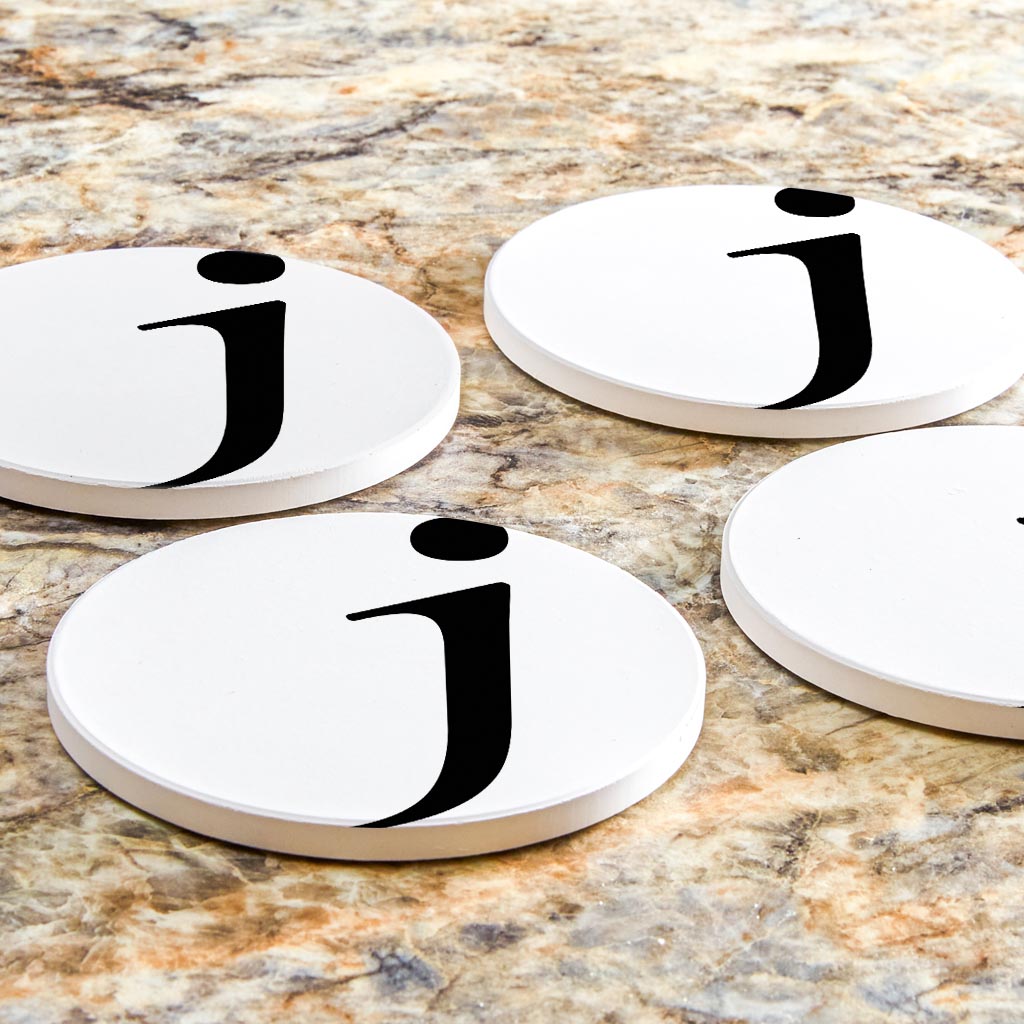 Minimalist Monogram J Circle | Absorbent Coasters | Set of 4 | Min 2