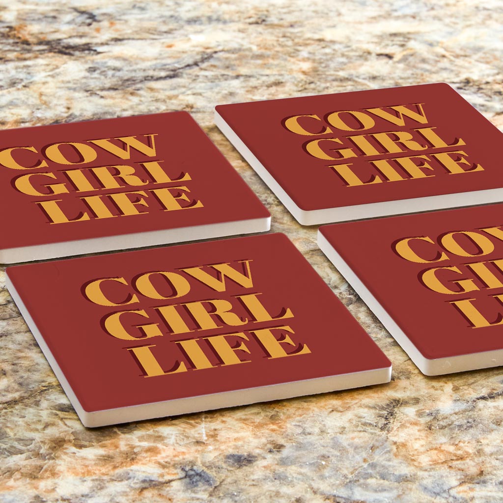 Modern Minimalist Oklahoma Cowgirl Life | Absorbent Coasters | Set of 4 | Min 2