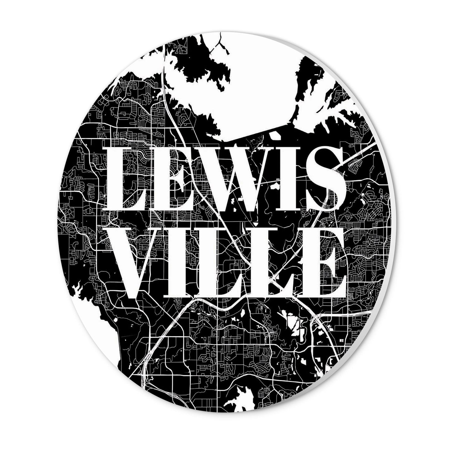 Minimalistic B&W Texas Lewisville Map | Wood Sign | Eaches | Min 1