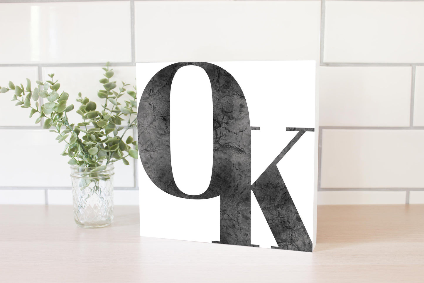 Modern White Oklahoma Initials | Wood Block | Eaches | Min 2